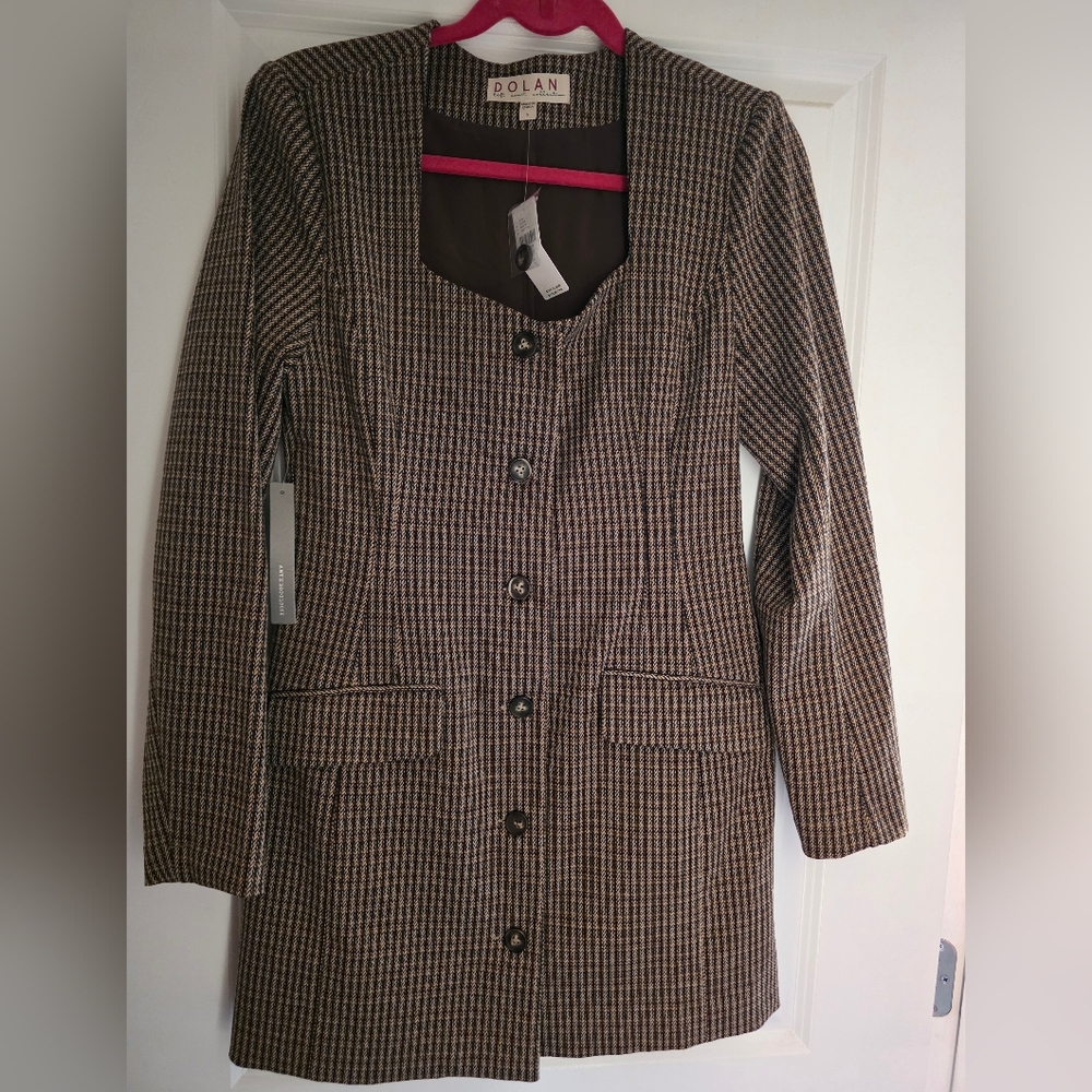 Dolan Left Coast Anthropologie Brown Houndstooth Blazer